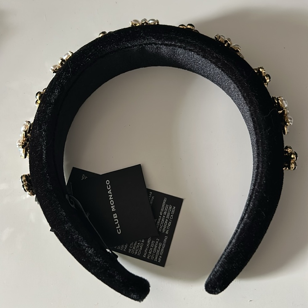 Club Monaco Black Embellished Headband - Picture 2 of 2